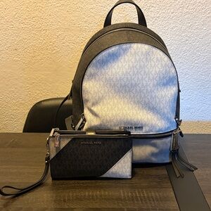 Michael Kors Two-Tone Backpack and Wallet